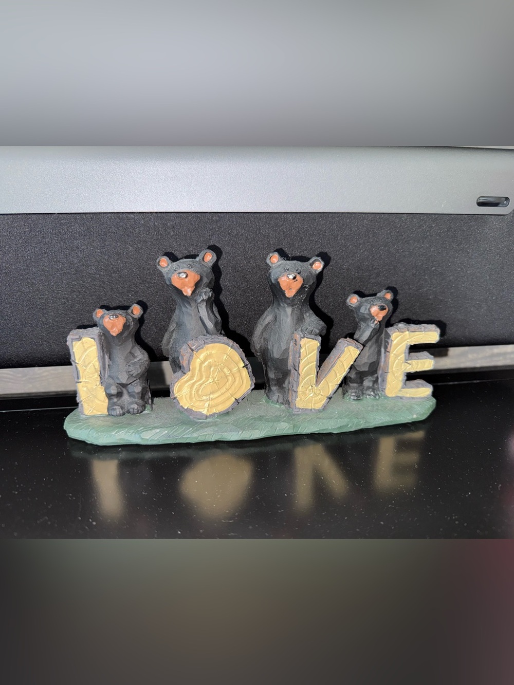 Rustic Black Bear 'Love' Tabletop Art Figurine